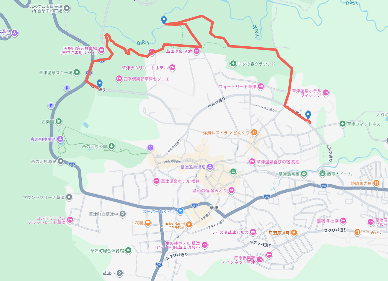 ざっくり歩いたルートです